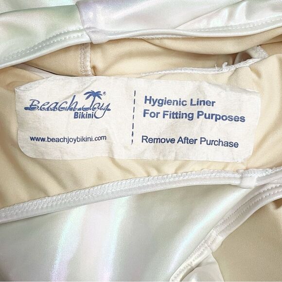 NWT Beach Joy White Metallic Plunge One Piece Swimsuit Size Medium Bridal Bow - Picture 13 of 16